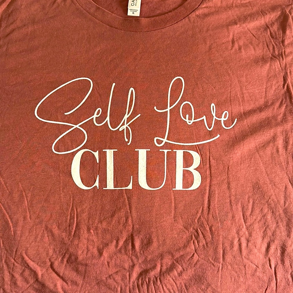 Brand new “self love club” canvas T-shirt